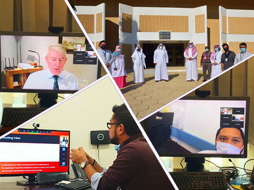 مدراء الإدارات في صور جماعية احتفاء بشهادة تطبيق السجل الطبي الإلكتروني الموحد- المستوى ‏السادس بالقطاع الغربي